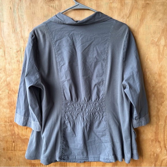 XCVI Ruched Gray 3/4 Sleeve Blazer Jacket - Picture 2 of 10